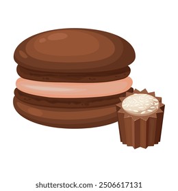 Vector image of delicious macaroons. Concept of delicious dessert and sweets. Element for your design. For banners, websites, advertising, etc.