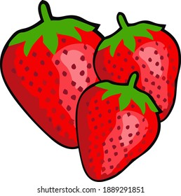 imagen vectorial de tres deliciosos frutos de fresa