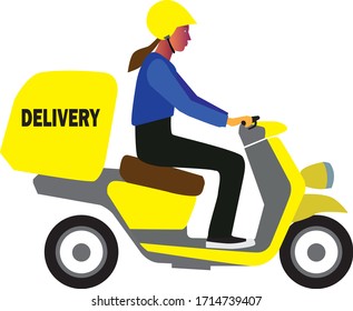 vector image of delivery courier on scooter