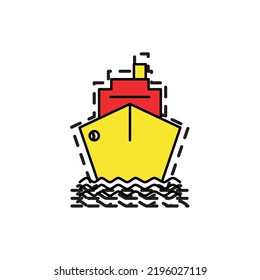 vector image, delivery icon in red with yellow with dotted border.
