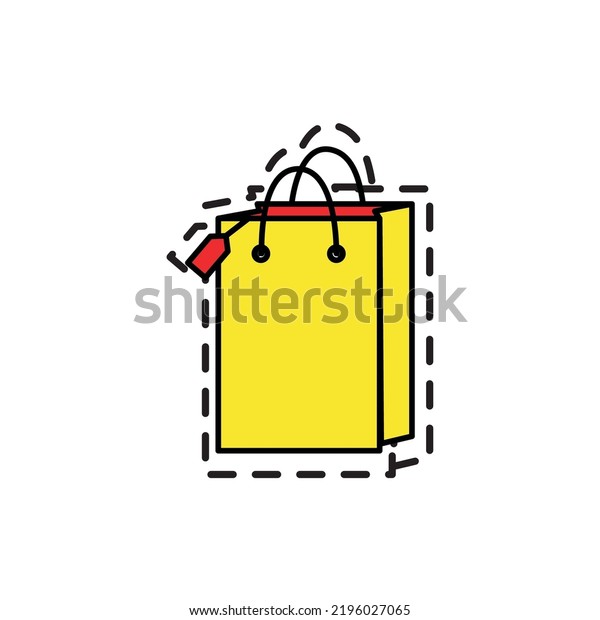 vector image, delivery icon in red with yellow\
with dotted border.