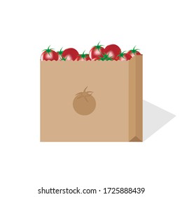 imagen vectorial de la entrega del paquete de papel de tomates
