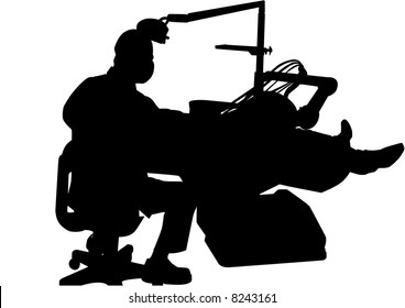 vector image of dentist at work