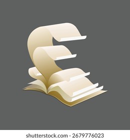 Imagen de Vector que representa un libro abierto, con páginas curvas volando hacia arriba