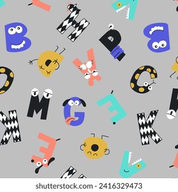 diseño de imagen vectorial infantil, fondo lindo, colorido, alfabeto