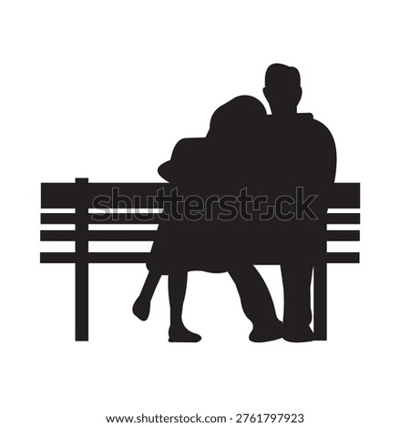 a vector image design of a man and woman sitting on a bench enjoying the natural scenery around them