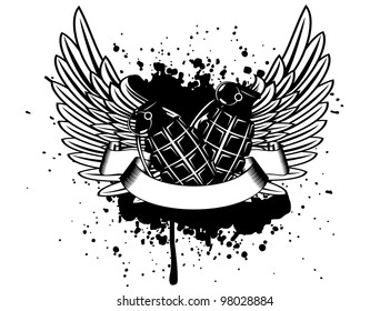 Vector image design of a T-short wings with grenade