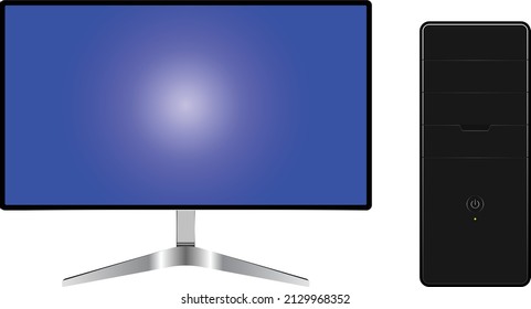 Vector Image of a desktop pc and a monitor created in illustrator 2020