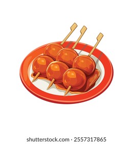 
Vector image of dessert from Japanese cuisine. Dango balls