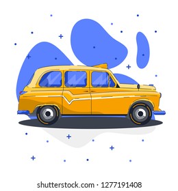 vector image of a detailed yellow retro car from England