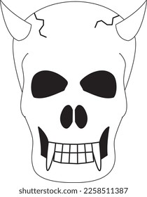 vector image of a devil's skull with fangs and horns