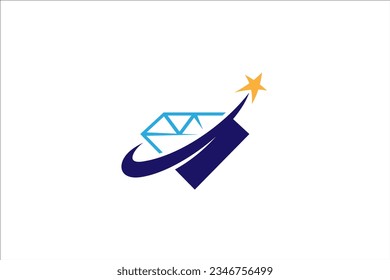 Vector image of a diamond logo with a shooting star