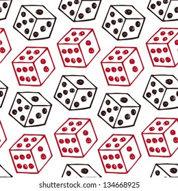 Vector image of dice. Seamless pattern with bricks