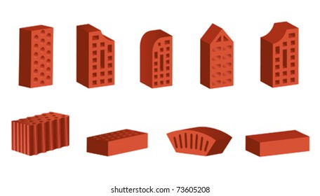 Vector image of different  bricks on white background