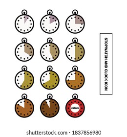 Vector image. Different clocks with different times.