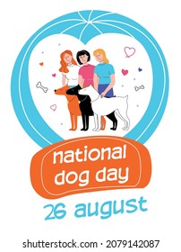 Vector image of different dogs with their favorite owners. world dog day 21 july