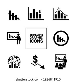 Vektorbild. Unterschiedliche Wirtschaftswissenschaften, oben nach unten, Symbole für Graphen.
