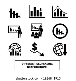Vector image. Different economics top down graph icons.