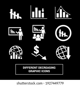 Vector image. Different economics top down graph icons.
