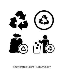 Vector image. Different garbage and recycling pictograms. Trash bins.