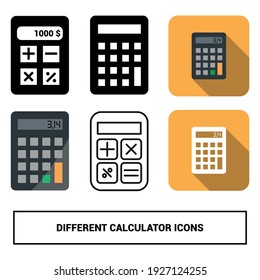 Vector image. Different icons of a calculator Image for different background uses.