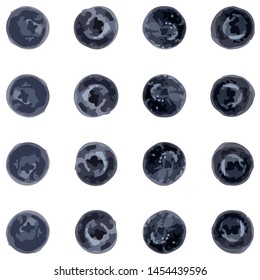 Vector image of a different kind of ripe blueberries, on a white background, collected in a set.