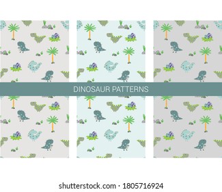 Vector image. Different modular decorated patterns. Fun dinosaur patterns for kids....