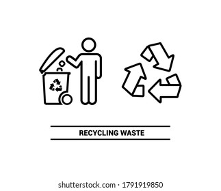 Vector image. Different recycling pictograms. Trash bins.