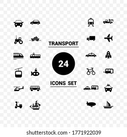 Vector image. Different transport icons. Basic solid icons.