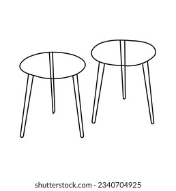 Vector image of a dining table in black and white for use in teaching materials. or preschool and home train