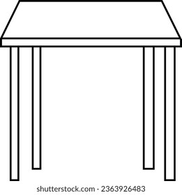 Vector image of a dining table in black and white for use in teaching materials. or preschool and home training for parents and teachers. Let the children learn vocabulary.