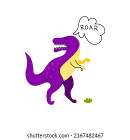 Vector image of a dinosaur, tyrannosaurus. Flat design. Cute. Isolated