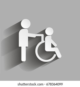 Vector image of disabled person. Vector icon illustration Wheelchair  icon with shadow