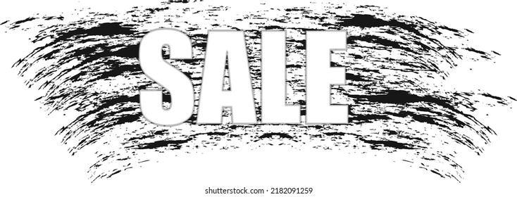Vector image of a discount banner that says "sale" in white letters on a blurry texture