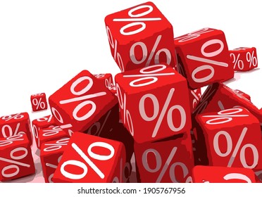 Vector image of the discount in the form of cubes with percentages