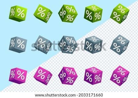 Vector image of the discount in the form of cubes with percentages