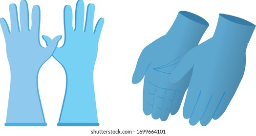 Bild der Vektorillustration von abnehmbaren chirurgischen Handschuhen, einem persönlichen Schutzgerät