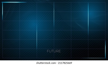 Imagen vectorial de malla holográfica distorsionada de neón al estilo retrofuturismo. Elementos HUD. Ilustración del ciberpunk de la onda sintética de la vaporwave. Diseño para afiches, portada, papel pintado, web, banner, etc.