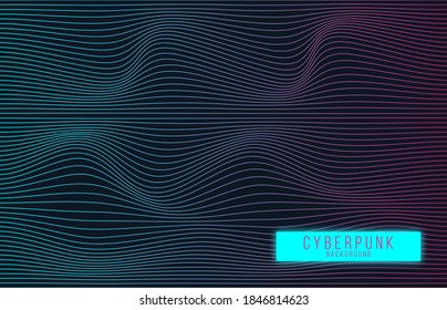 Vector image of distorted holographic pearly neon mesh. Vaporwave synthwave cyberpunk illustration