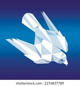 Vector image of a diving falcon in a polygonal geometric style. This can be used as a print, illustration, sticker, etc.