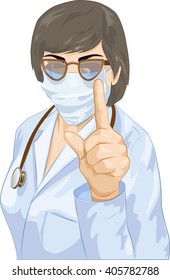 Vector image of a doctor with a stethoscope around his neck.