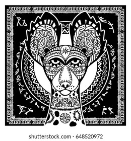 Vector image dog In the African style. African ornament. Hyena dog