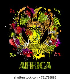 Vector image dog In the African style. African ornament. Hyena dog