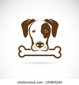 Vector image of an dog and bone on a white background.