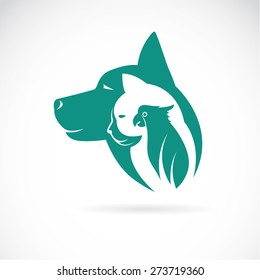 Vector image of an dog cat and bird on white background. Animal design