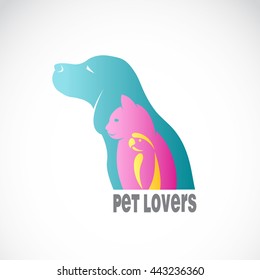 Vector image of an dog cat and bird on white background. / Vector pets for your design.