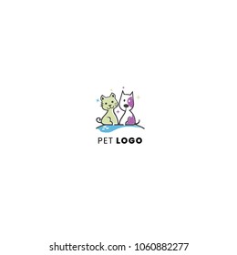Vector image of an dog and cat design on white background. Petshop

