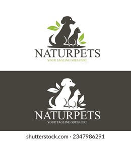 Vector image of an dog and cat design on white background,Petshop,naturpet vector logo
