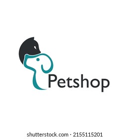 Vector image dog and cat drawing on a white background. Pet Shop