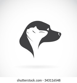 Vector image of dog and cat on white background